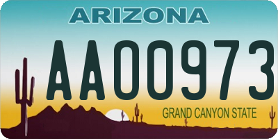 AZ license plate AAO0973