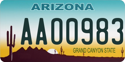AZ license plate AAO0983