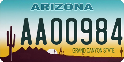 AZ license plate AAO0984