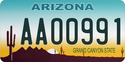 AZ license plate AAO0991