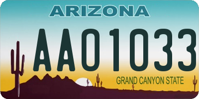 AZ license plate AAO1033