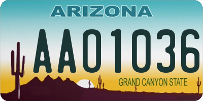 AZ license plate AAO1036
