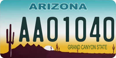 AZ license plate AAO1040