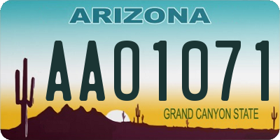 AZ license plate AAO1071