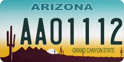 AZ license plate AAO1112
