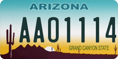 AZ license plate AAO1114