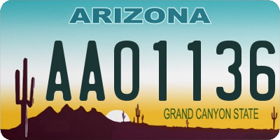 AZ license plate AAO1136