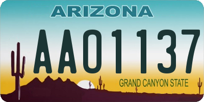 AZ license plate AAO1137