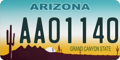 AZ license plate AAO1140