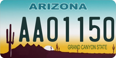 AZ license plate AAO1150