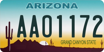 AZ license plate AAO1172