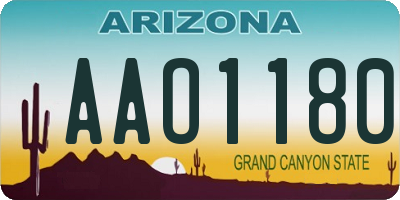 AZ license plate AAO1180