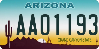 AZ license plate AAO1193