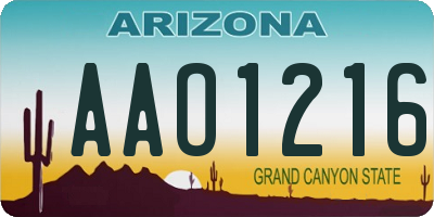 AZ license plate AAO1216