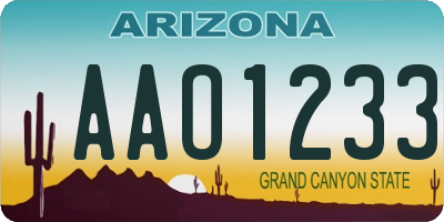 AZ license plate AAO1233