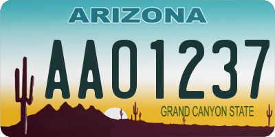 AZ license plate AAO1237