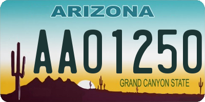 AZ license plate AAO1250