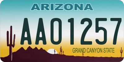 AZ license plate AAO1257