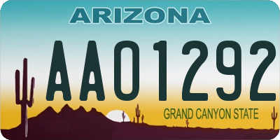 AZ license plate AAO1292