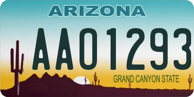 AZ license plate AAO1293