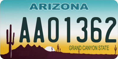 AZ license plate AAO1362