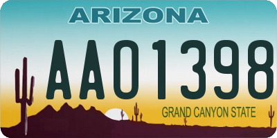 AZ license plate AAO1398