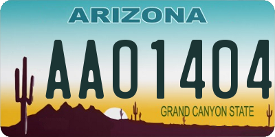 AZ license plate AAO1404