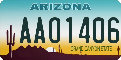 AZ license plate AAO1406