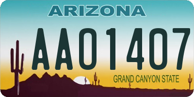 AZ license plate AAO1407