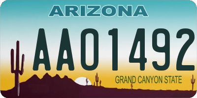 AZ license plate AAO1492