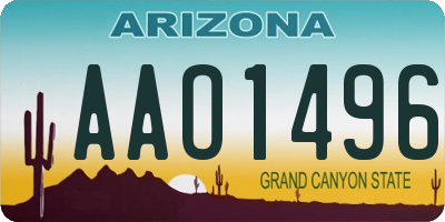 AZ license plate AAO1496