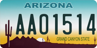 AZ license plate AAO1514