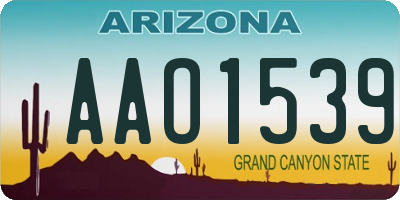 AZ license plate AAO1539