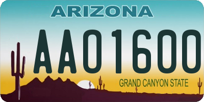 AZ license plate AAO1600