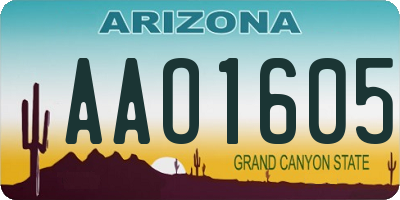 AZ license plate AAO1605