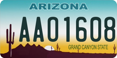 AZ license plate AAO1608