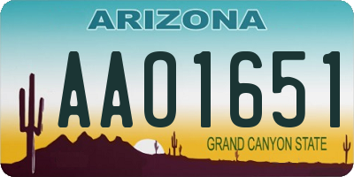 AZ license plate AAO1651