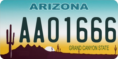 AZ license plate AAO1666
