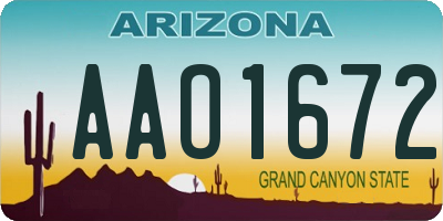 AZ license plate AAO1672