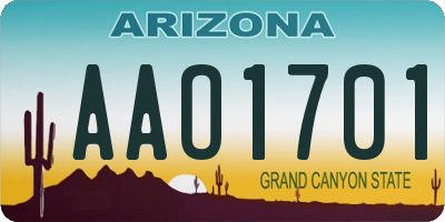 AZ license plate AAO1701