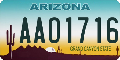 AZ license plate AAO1716