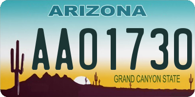 AZ license plate AAO1730