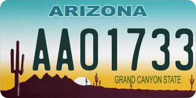 AZ license plate AAO1733