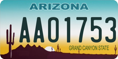 AZ license plate AAO1753