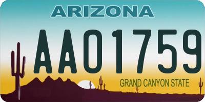 AZ license plate AAO1759