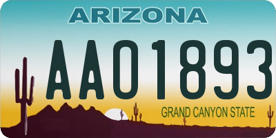 AZ license plate AAO1893