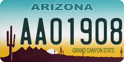 AZ license plate AAO1908