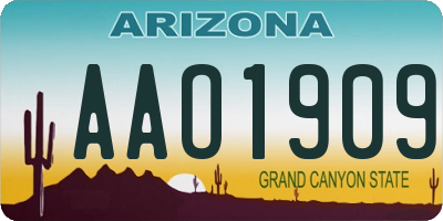 AZ license plate AAO1909