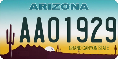 AZ license plate AAO1929