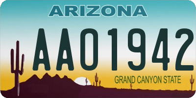 AZ license plate AAO1942
